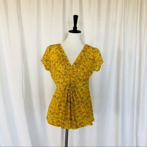 New York & Company Vintage Yellow Chiffon Blouse